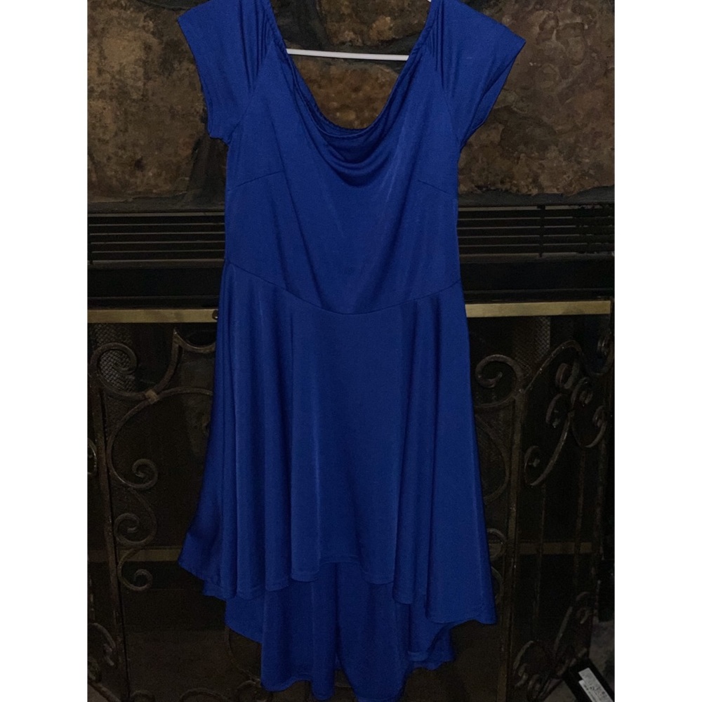 Blue off the shoulder dress